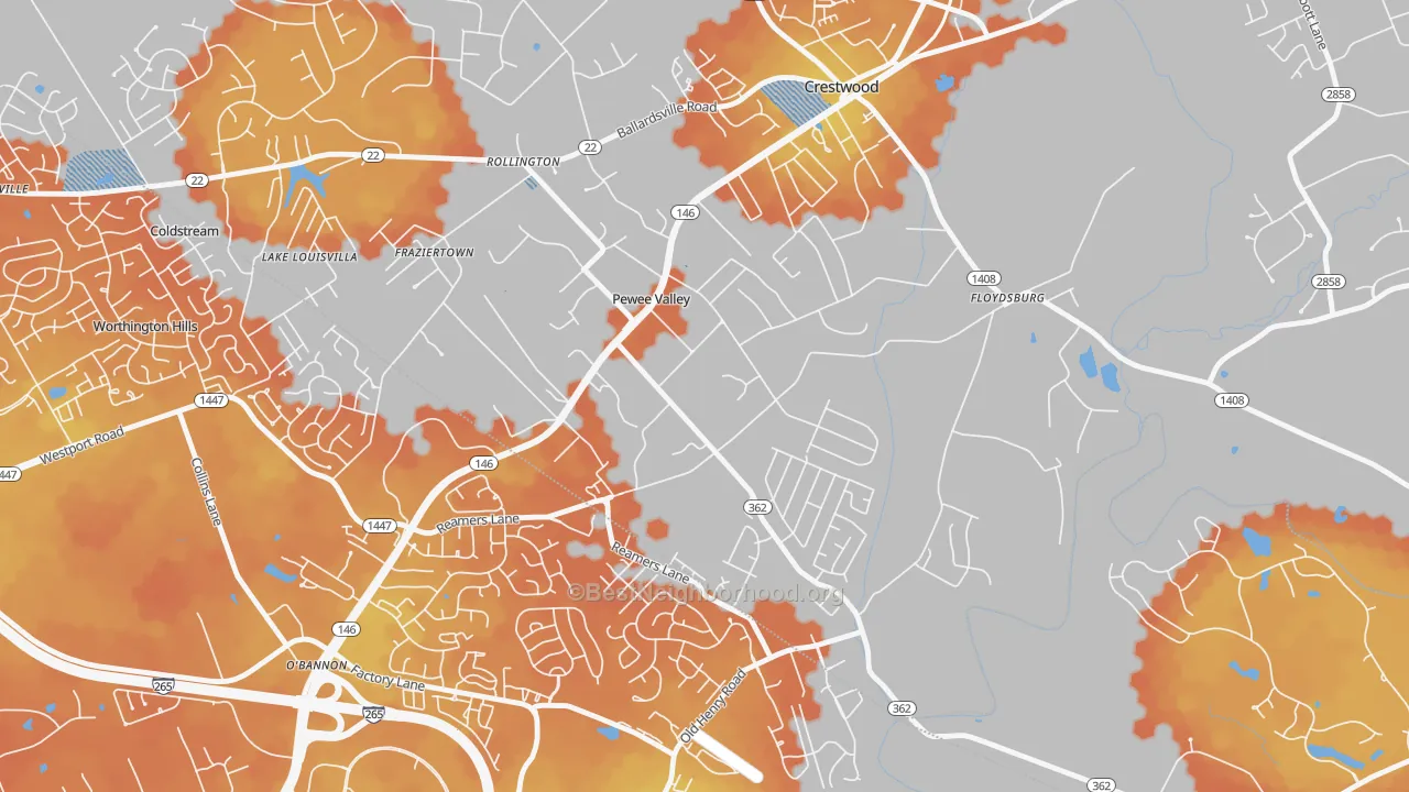 Bike Grade map of 40056, KY