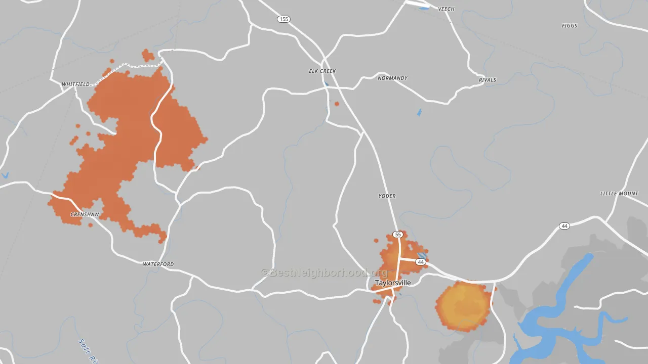 Bike Grade map of 40071, KY