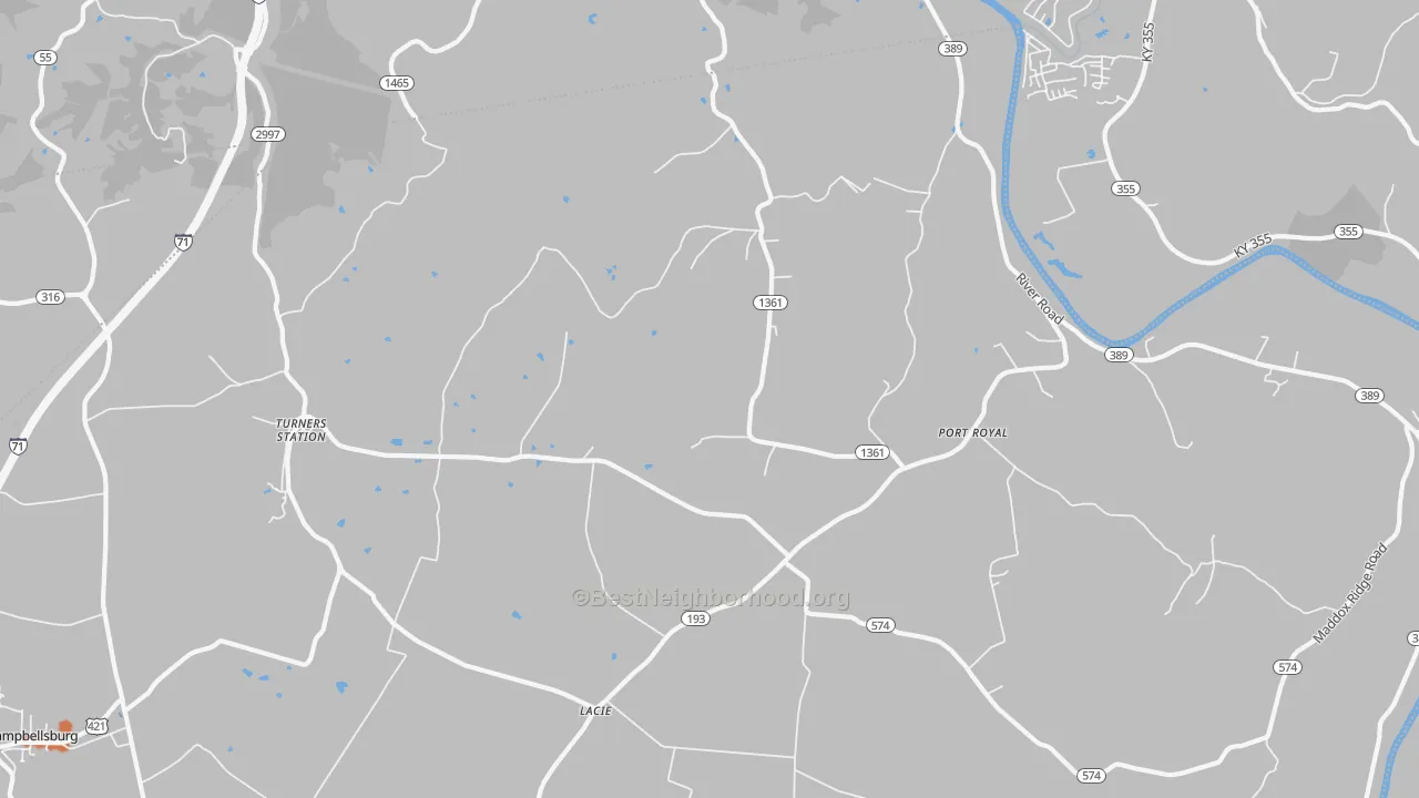 Bike Grade map of 40075, KY
