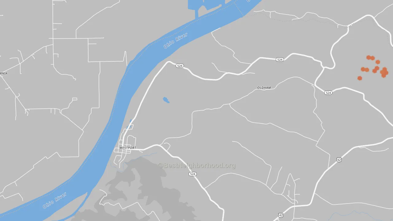 Bike Grade map of 40077, KY