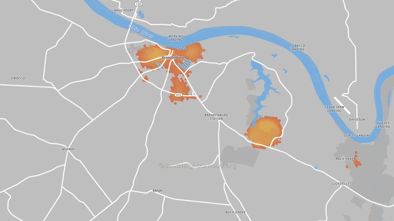 Bike Grade map of 40108, KY