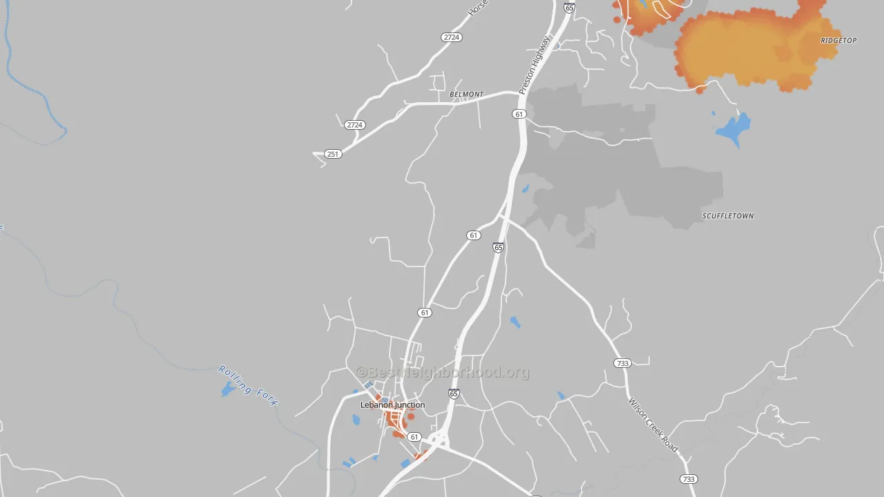 Bike Grade map of 40150, KY