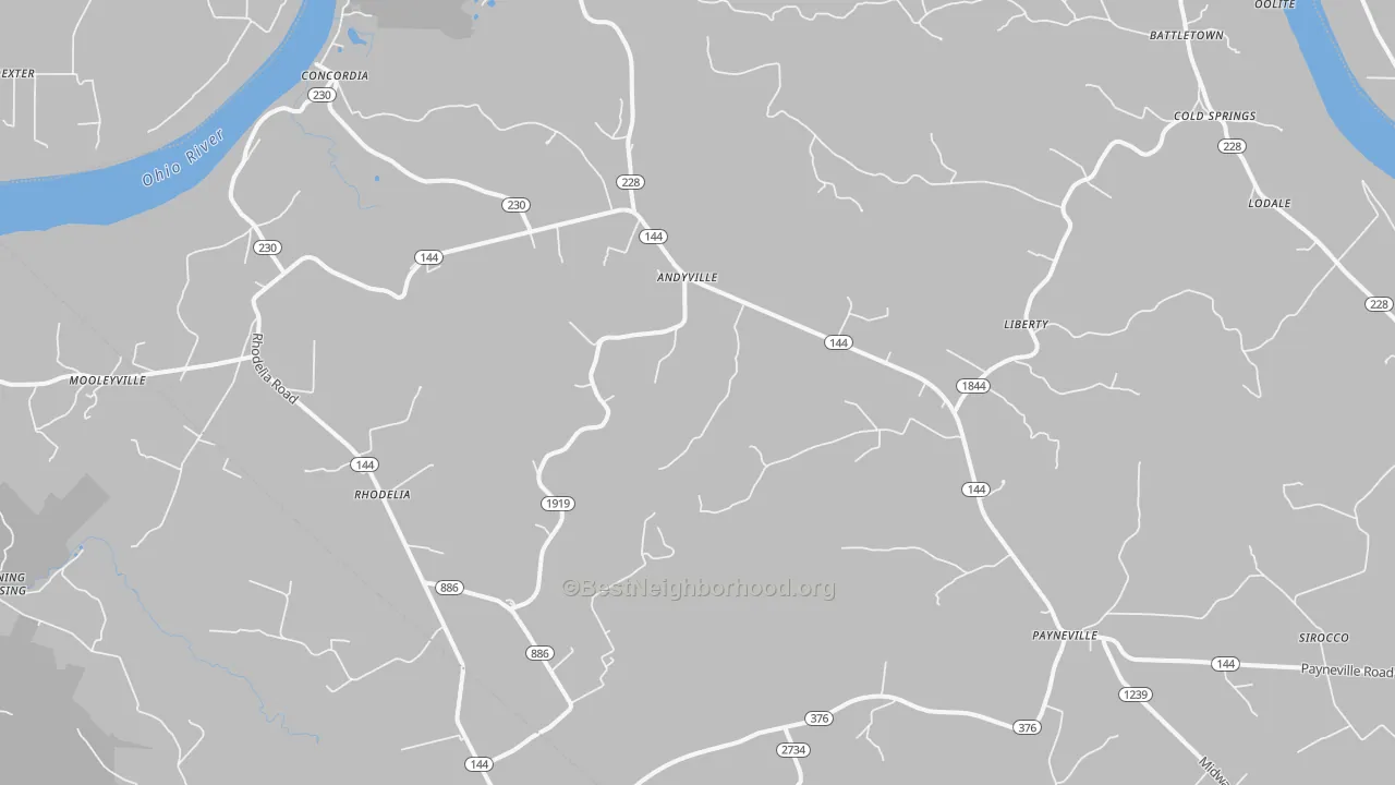 Bike Grade map of 40157, KY