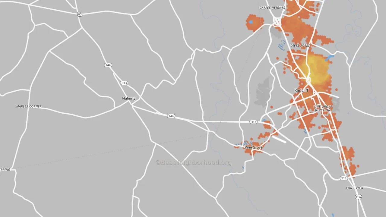 Bike Grade map of 40175, KY