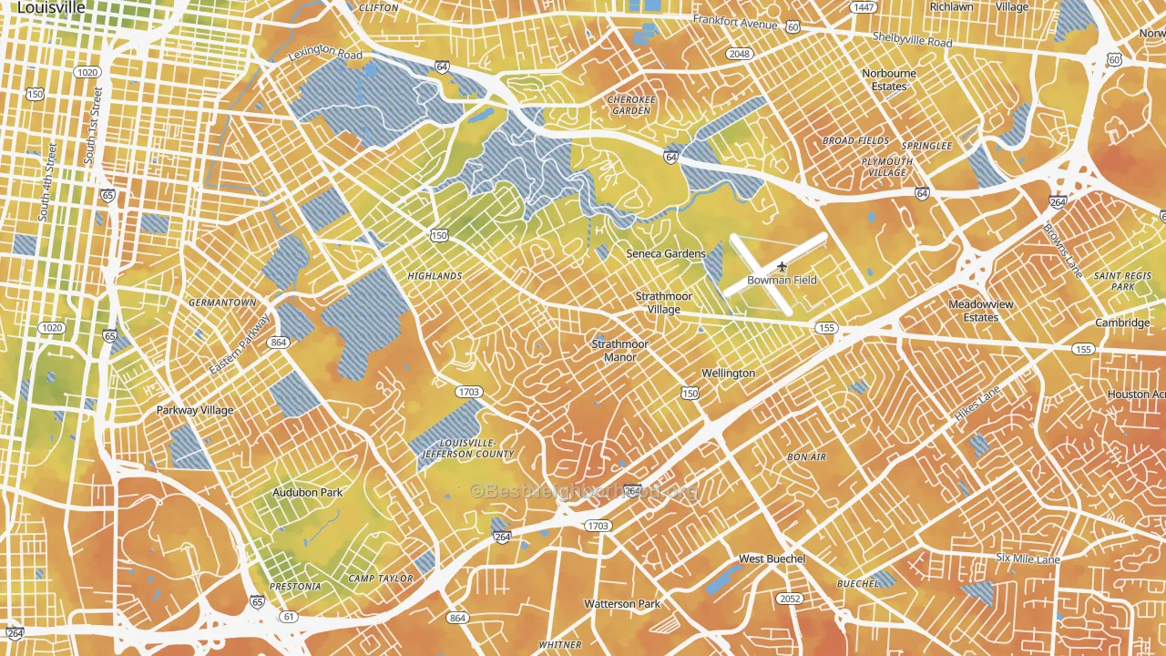 Bike Grade map of 40205, KY