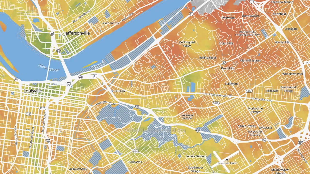 Bike Grade map of 40206, KY