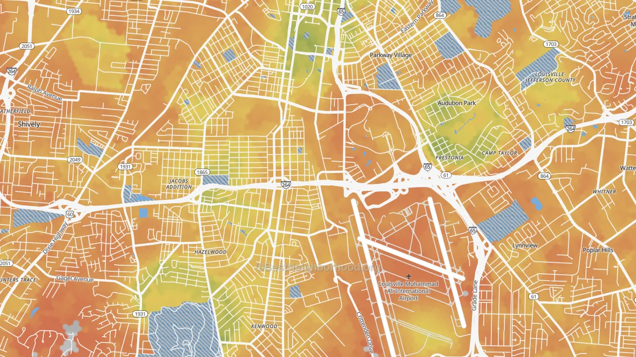 Bike Grade map of 40209, KY