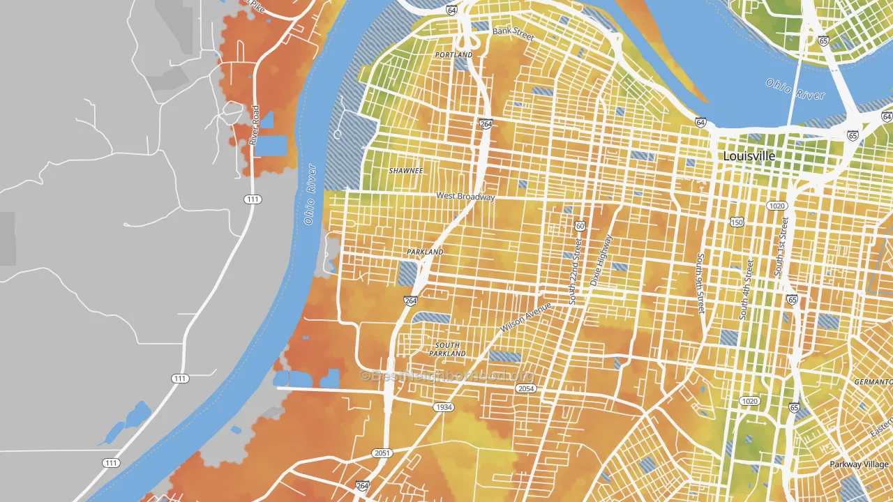 Bike Grade map of 40211, KY