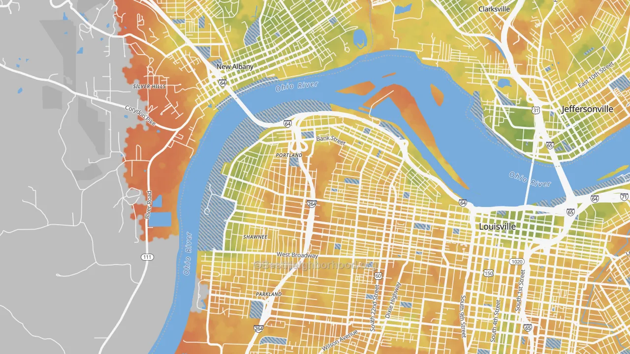 Bike Grade map of 40212, KY