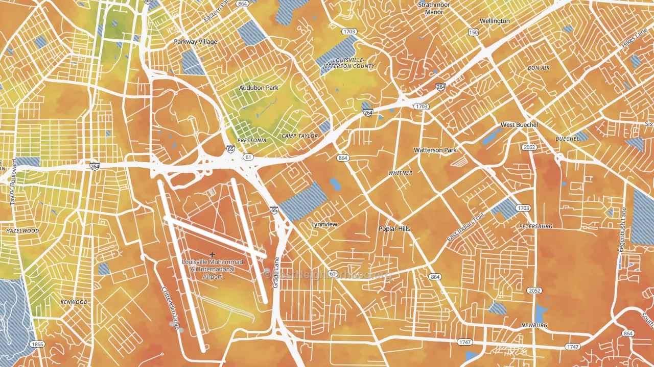 Bike Grade map of 40213, KY