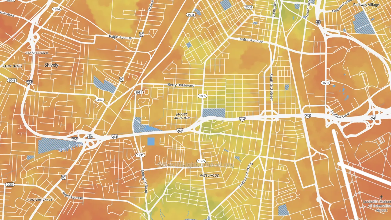 Bike Grade map of 40215, KY