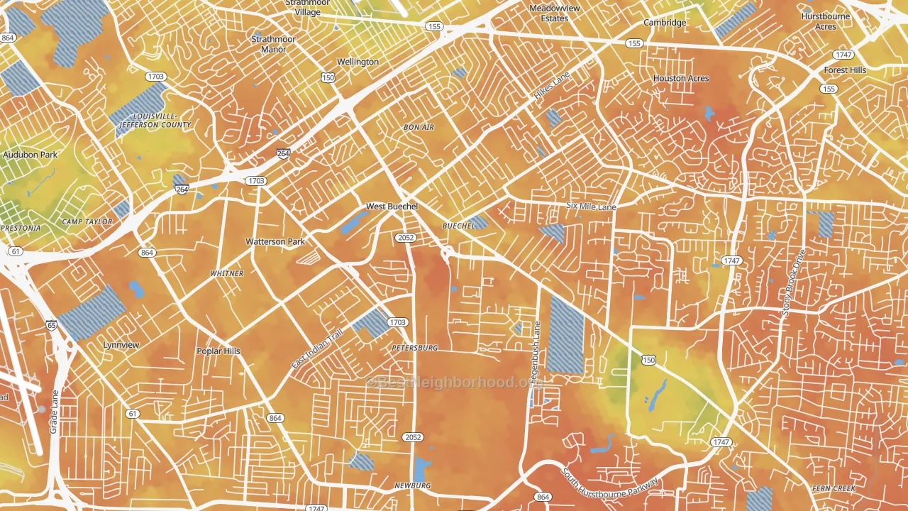 Bike Grade map of 40218, KY