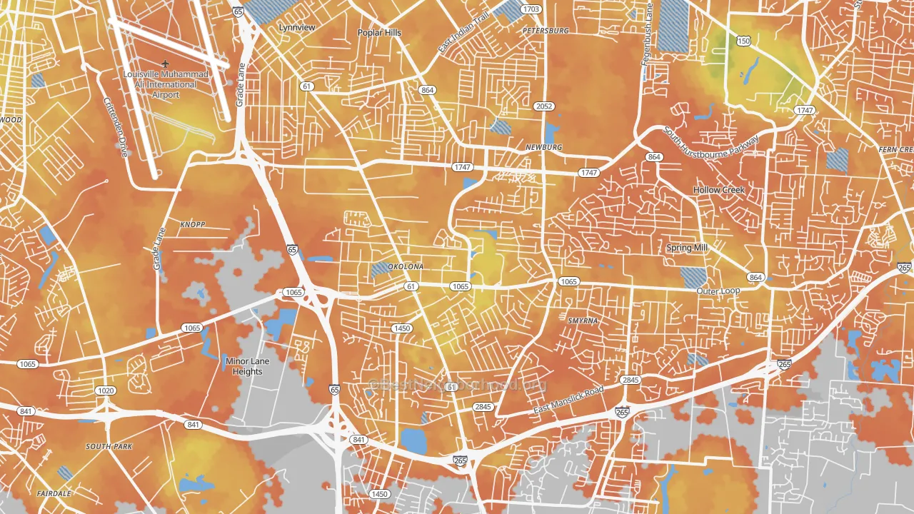 Bike Grade map of 40219, KY