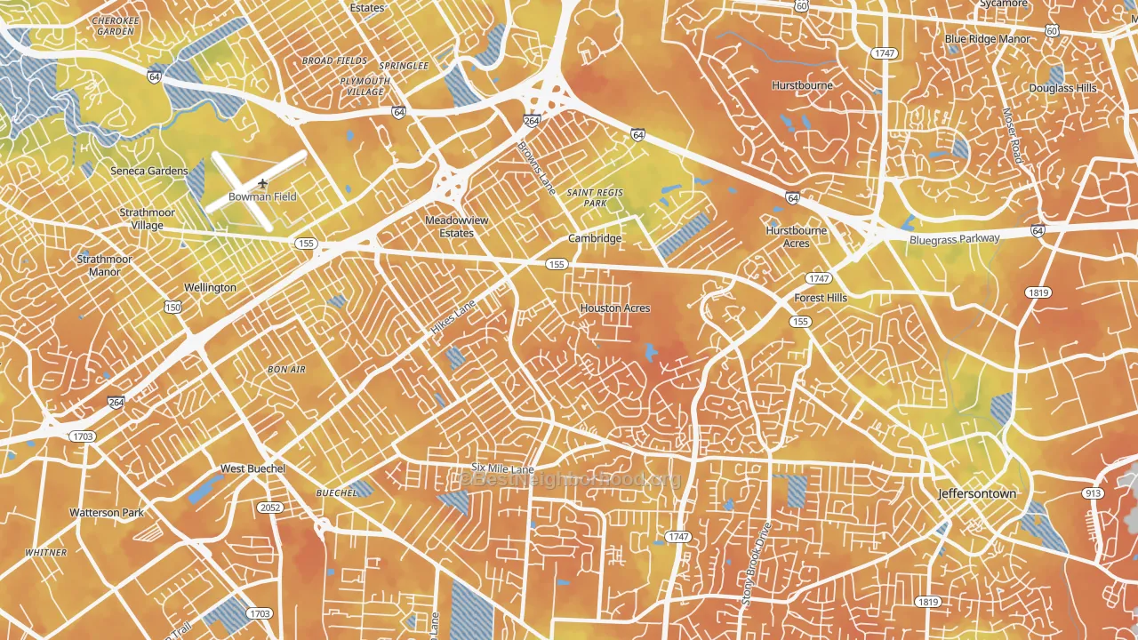 Bike Grade map of 40220, KY