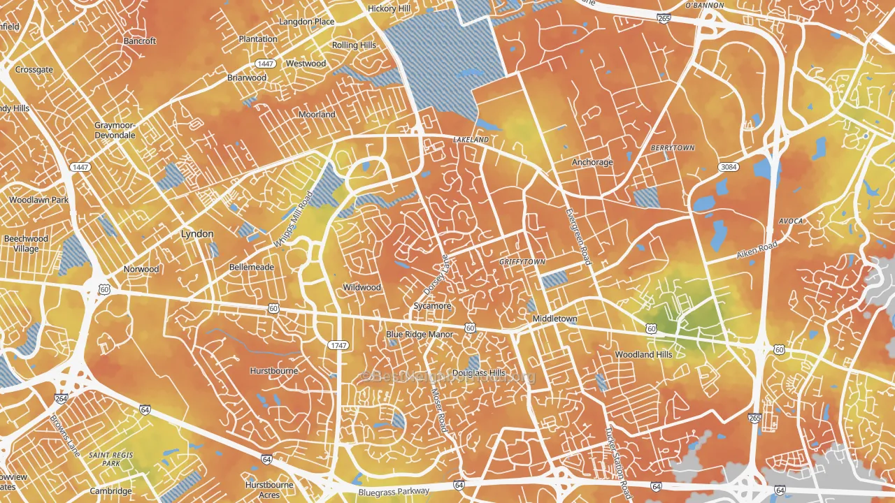 Bike Grade map of 40223, KY