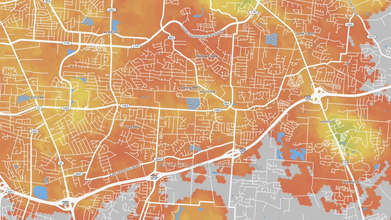 Bike Grade map of 40228, KY