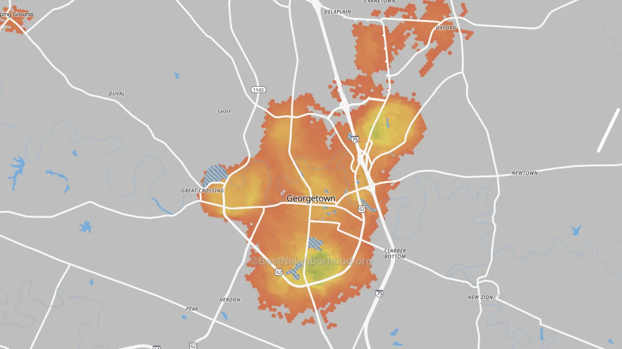 Bike Grade map of 40324, KY