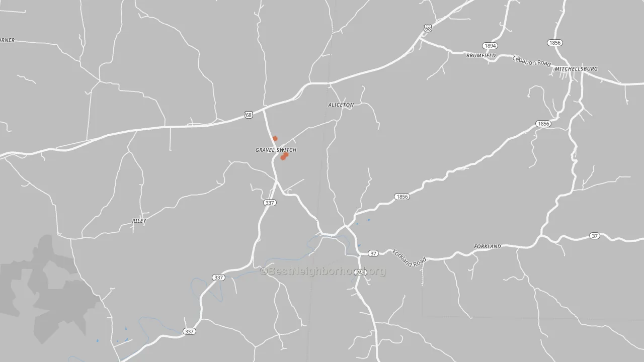 Bike Grade map of 40328, KY
