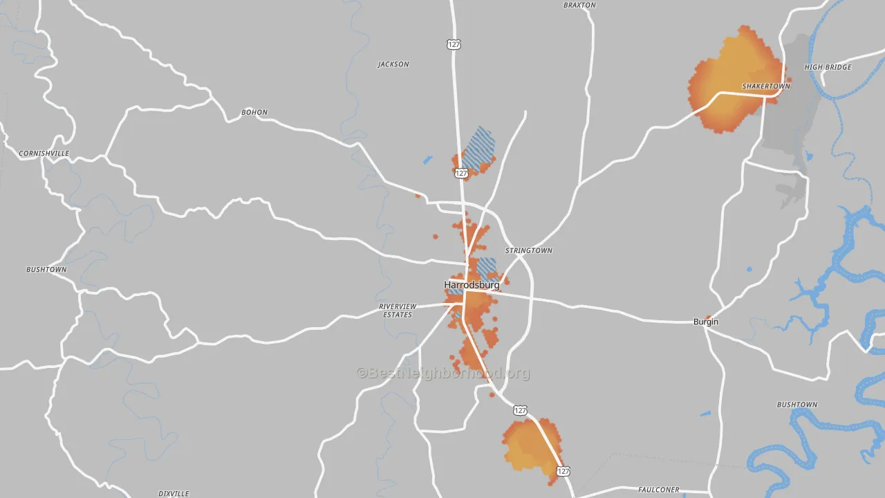 Bike Grade map of 40330, KY