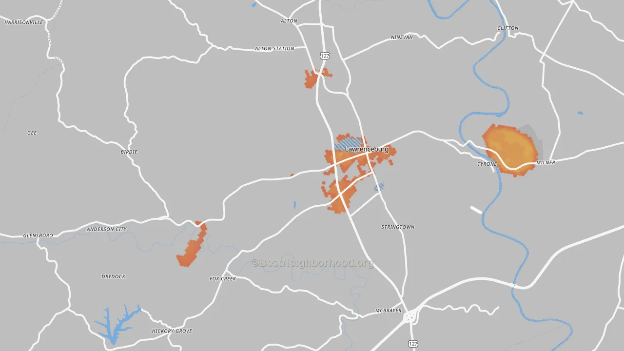 Bike Grade map of 40342, KY