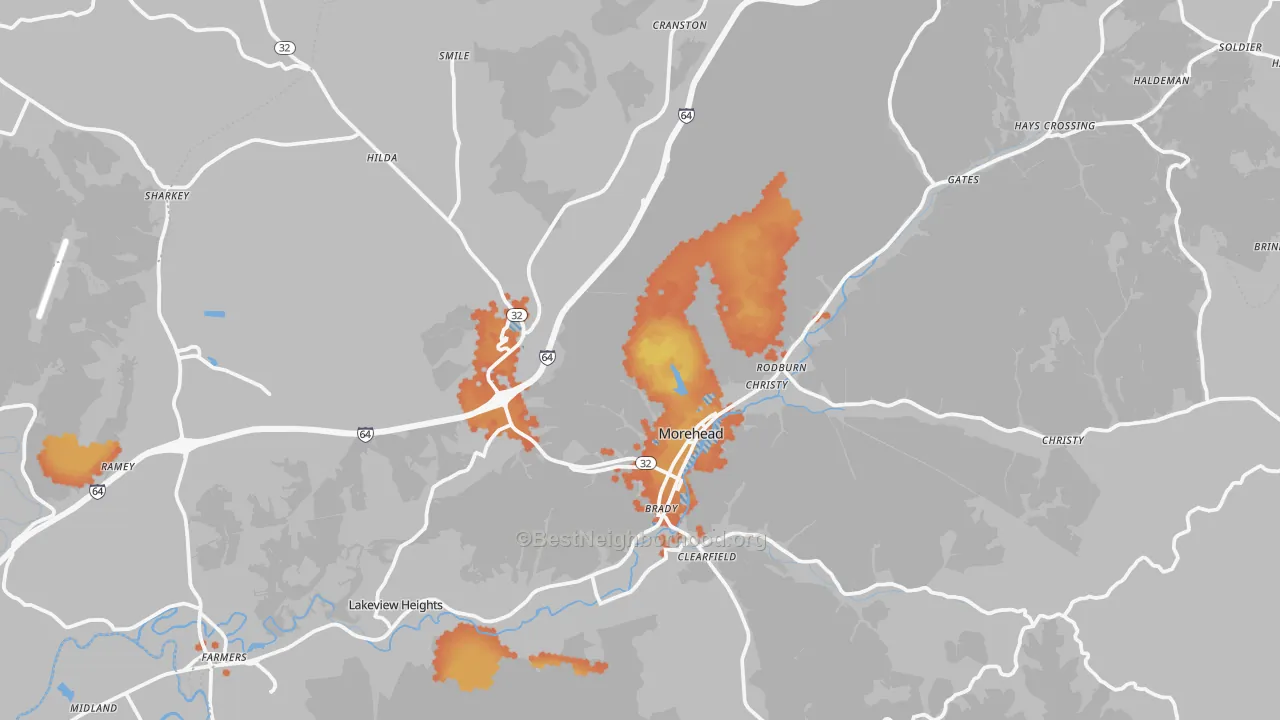 Bike Grade map of 40351, KY