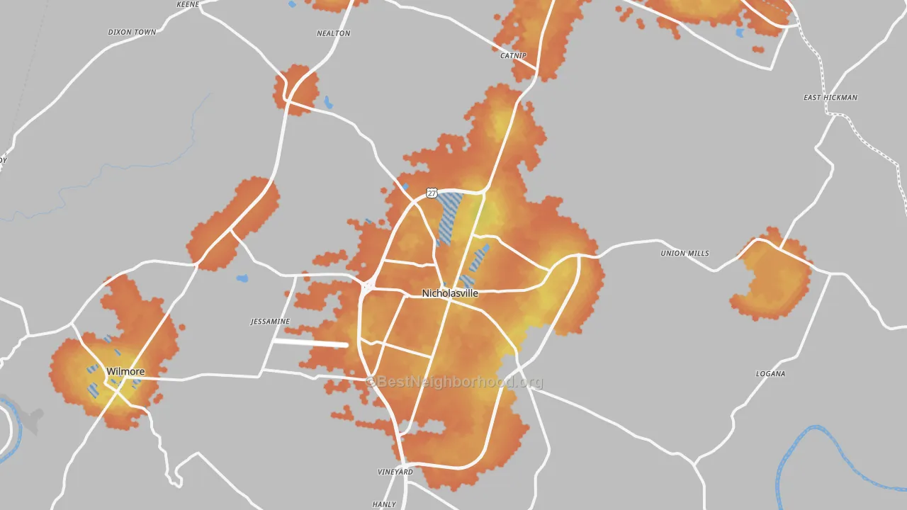 Bike Grade map of 40356, KY