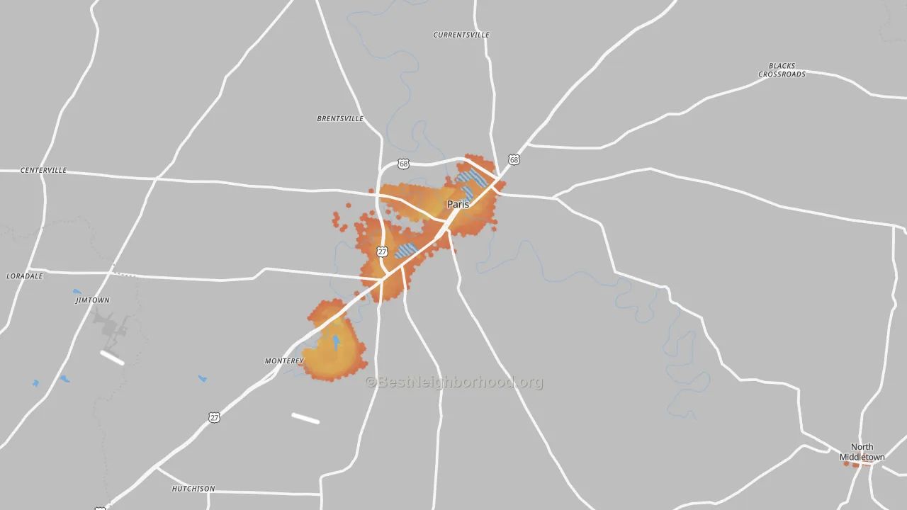 Bike Grade map of 40361, KY