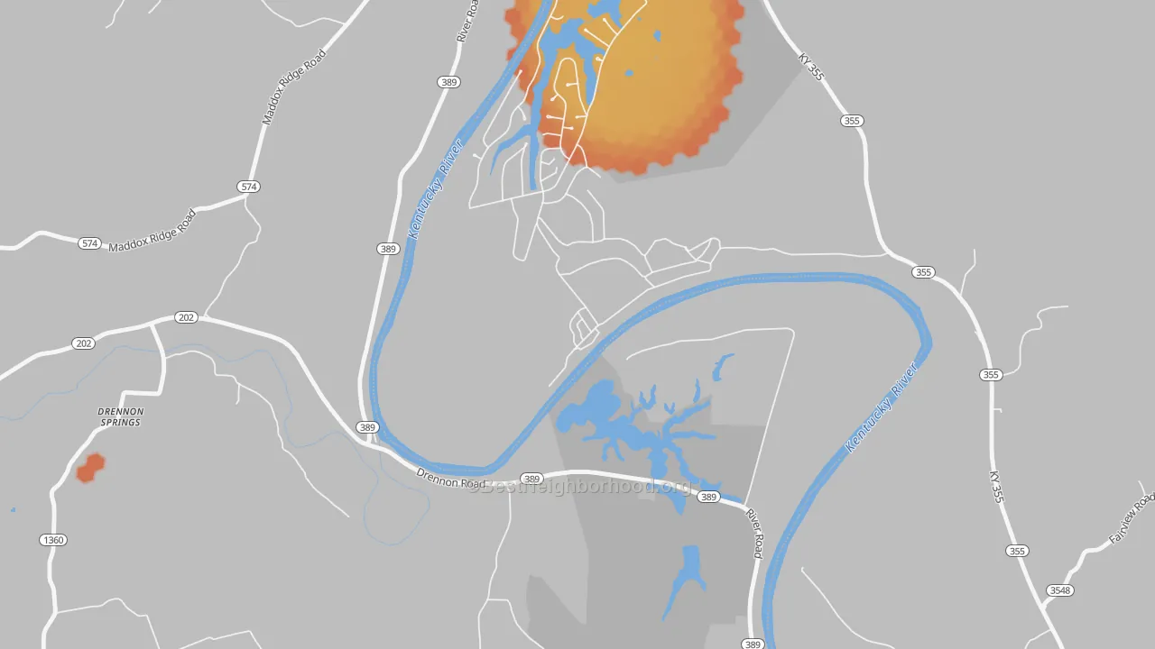 Bike Grade map of 40363, KY
