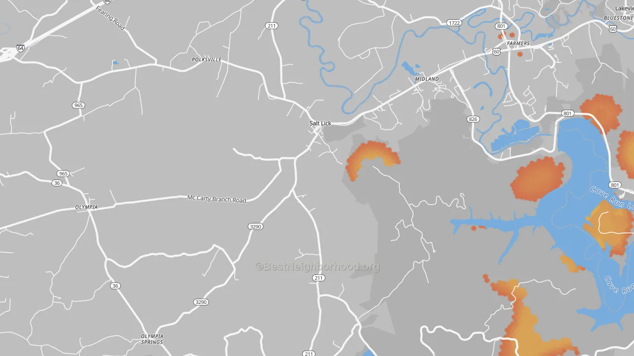 Bike Grade map of 40371, KY