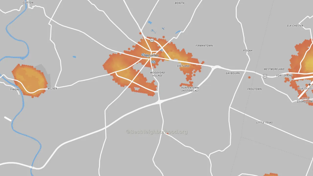 Bike Grade map of 40383, KY
