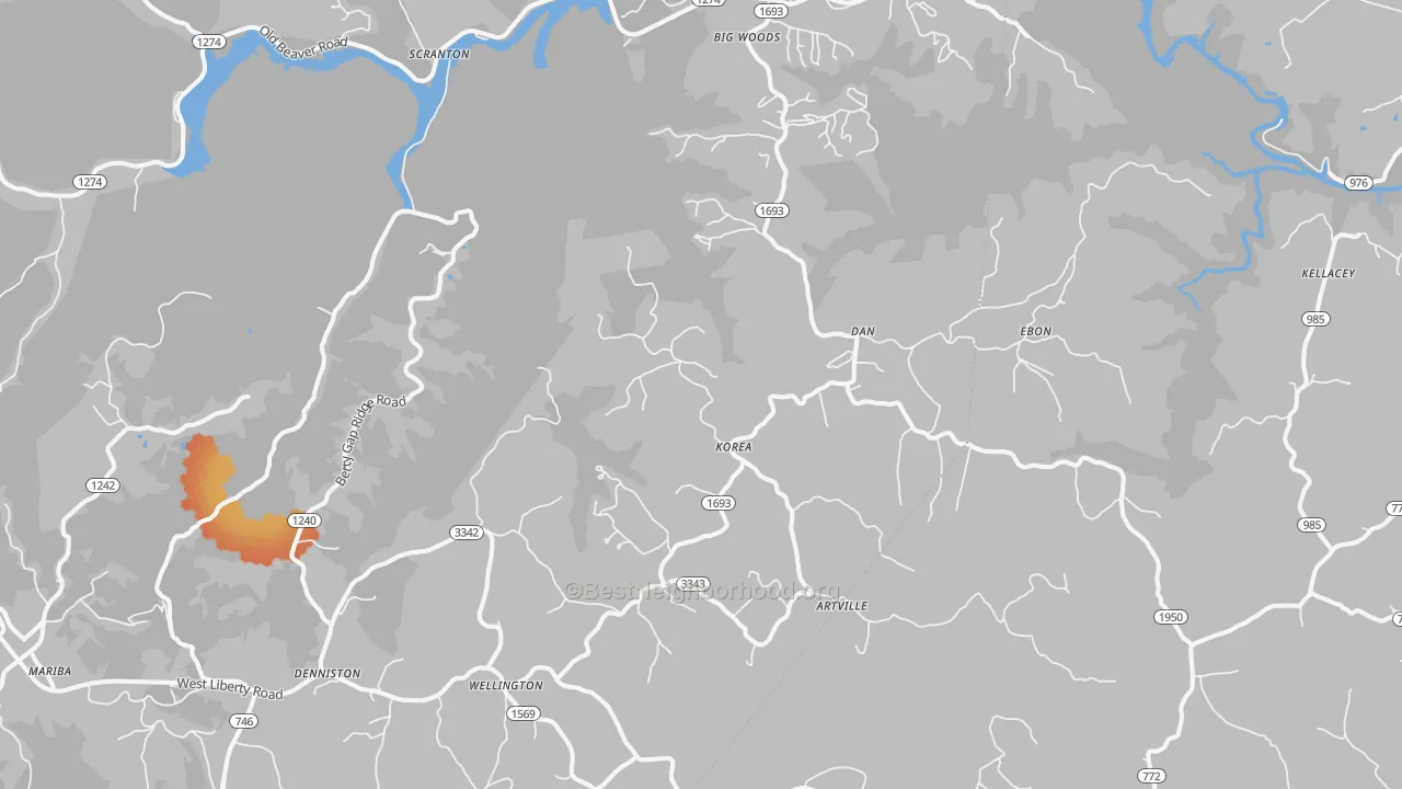 Bike Grade map of 40387, KY