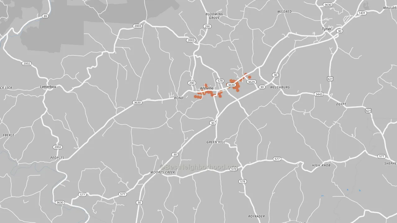 Bike Grade map of 40402, KY