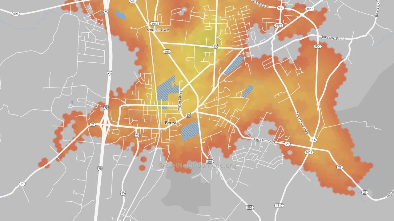 Bike Grade map of 40404, KY