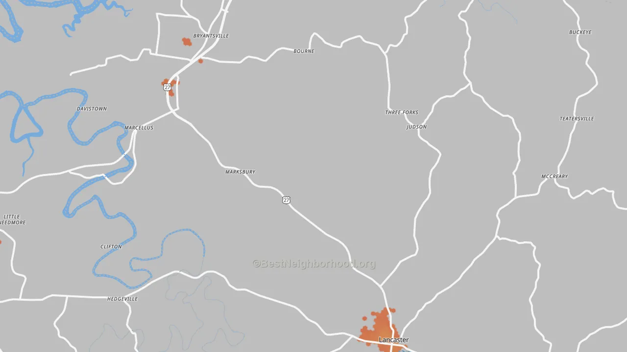 Bike Grade map of 40444, KY