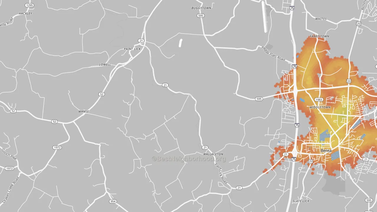 Bike Grade map of 40461, KY