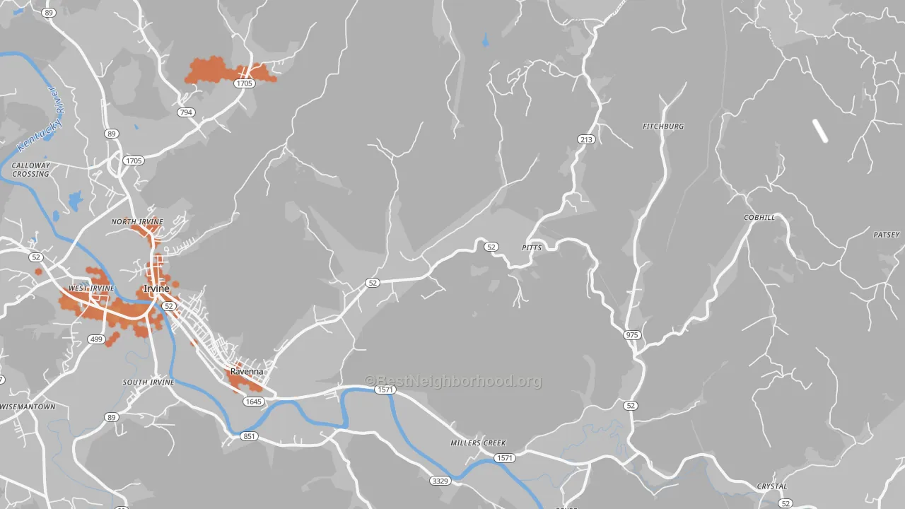 Bike Grade map of 40472, KY