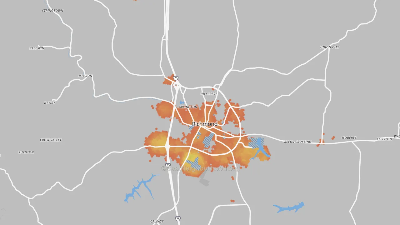 Bike Grade map of 40475, KY