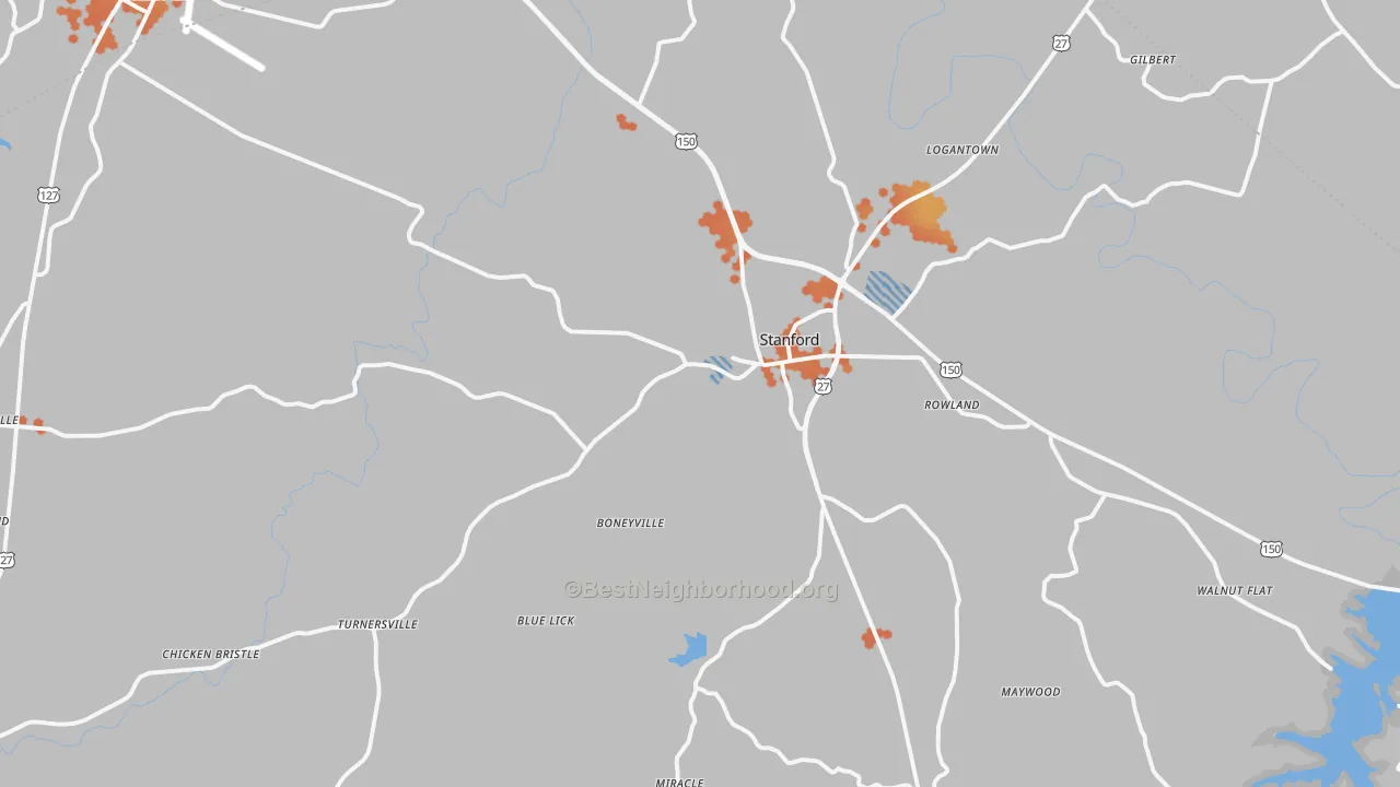 Bike Grade map of 40484, KY