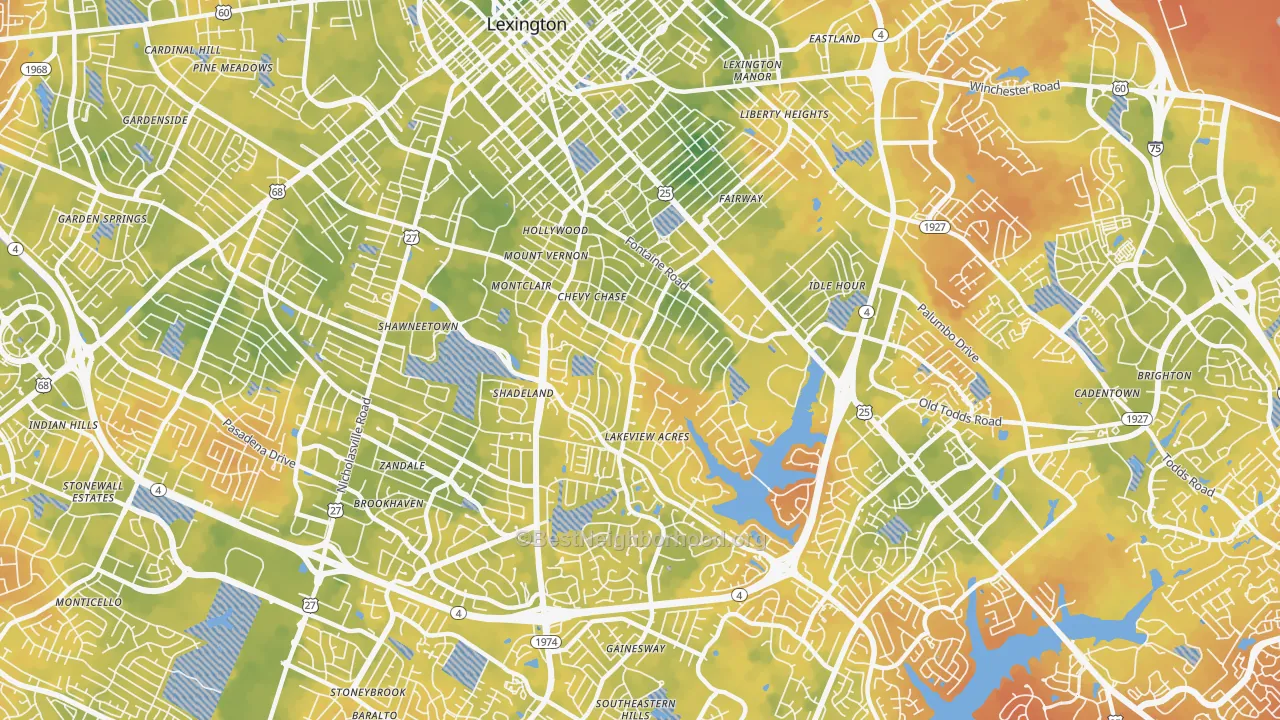 Bike Grade map of 40502, KY