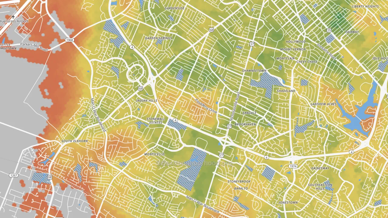Bike Grade map of 40503, KY