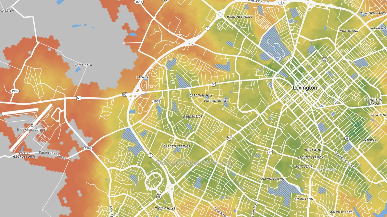 Bike Grade map of 40504, KY