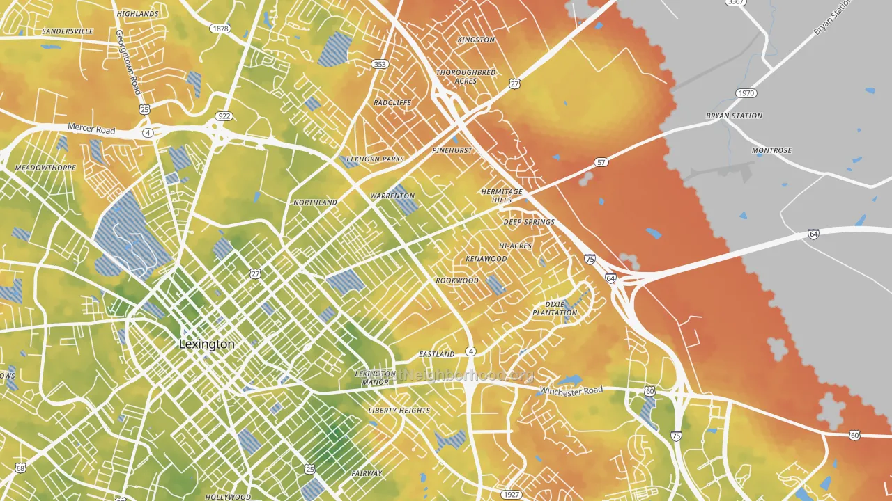 Bike Grade map of 40505, KY