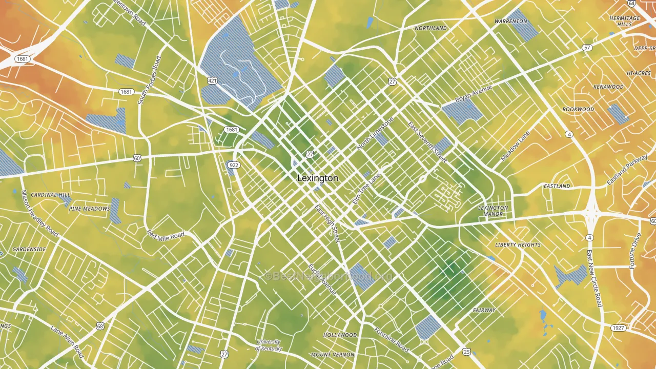 Bike Grade map of 40507, KY