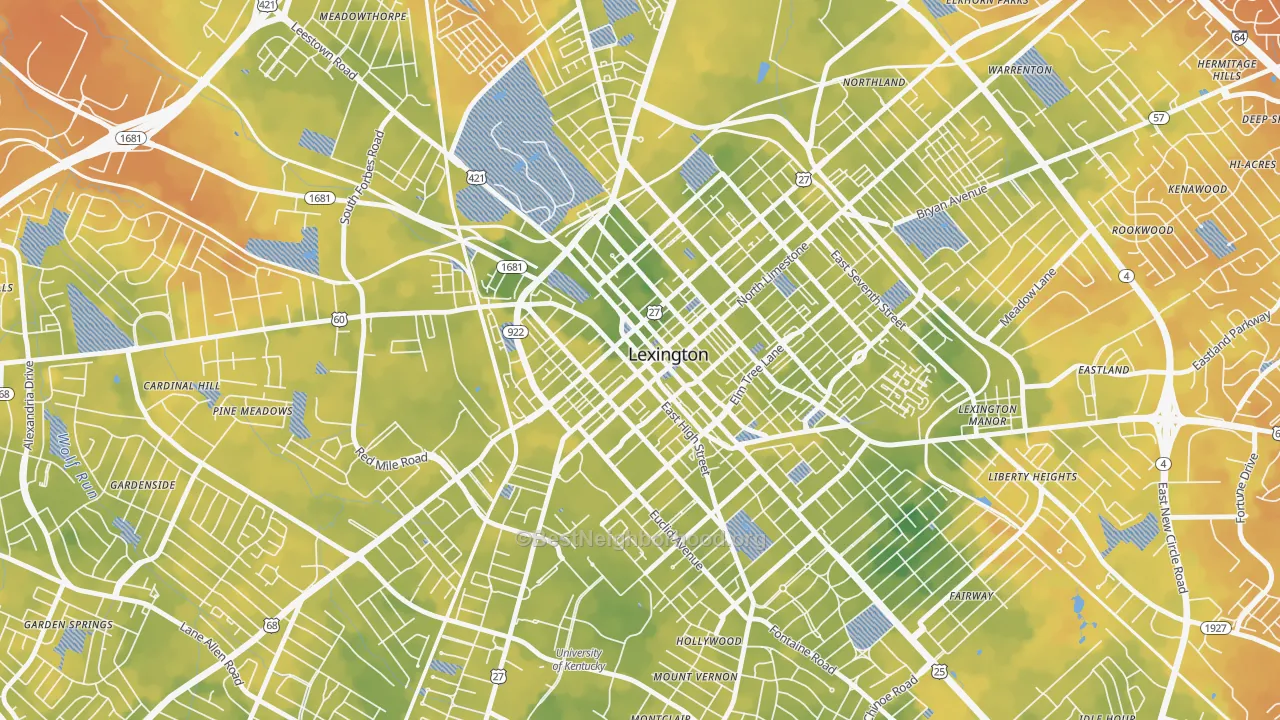 Bike Grade map of 40508, KY