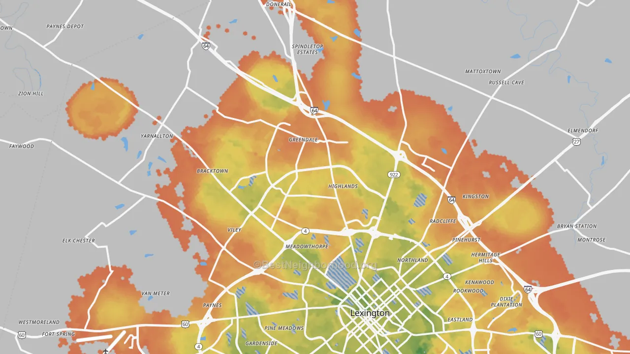 Bike Grade map of 40511, KY