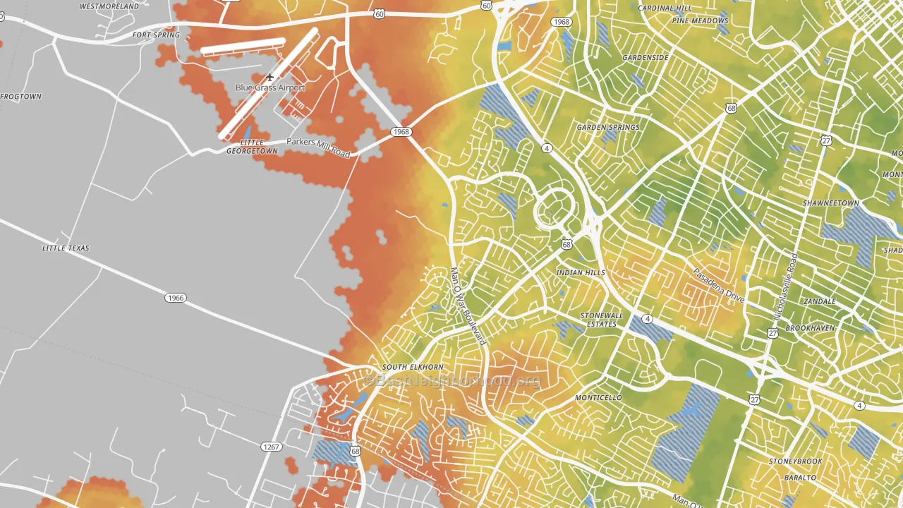 Bike Grade map of 40513, KY