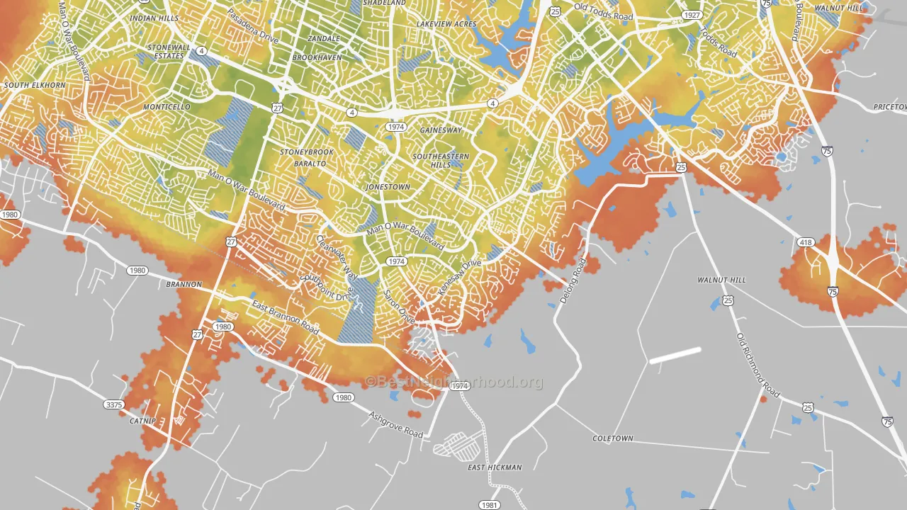 Bike Grade map of 40515, KY