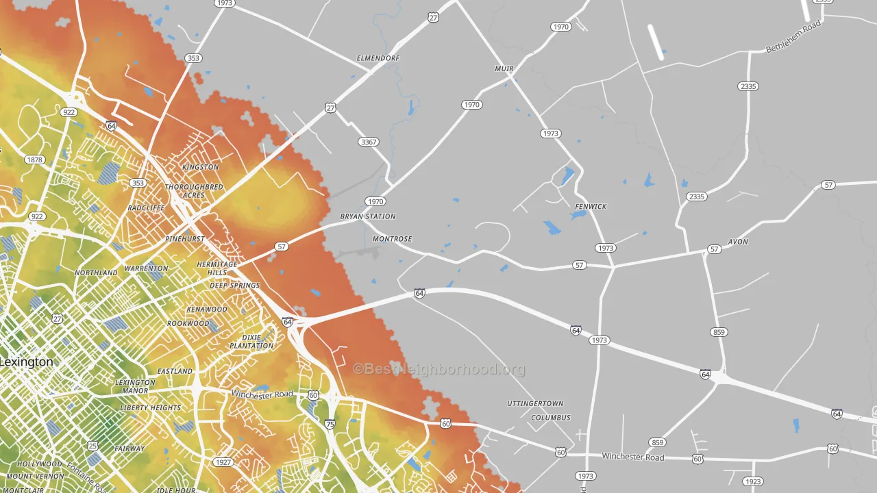 Bike Grade map of 40516, KY