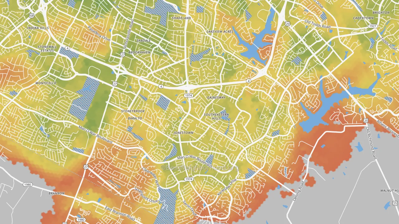Bike Grade map of 40517, KY