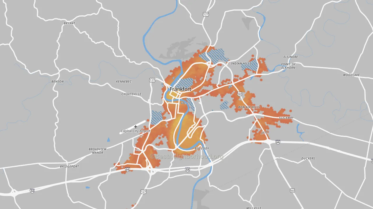 Bike Grade map of 40601, KY